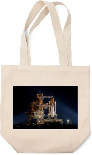 Lantern Press Space Shuttle Endeavour The Night Before Launch (100% Cotton Canvas Reusable Tote Bag)