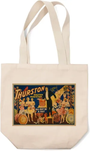 Lantern Press Thurston, Master Magician Out of a Hat Magic, Vintage Theater Advertisement (100% Cotton Canvas Reusable Tote Bag)