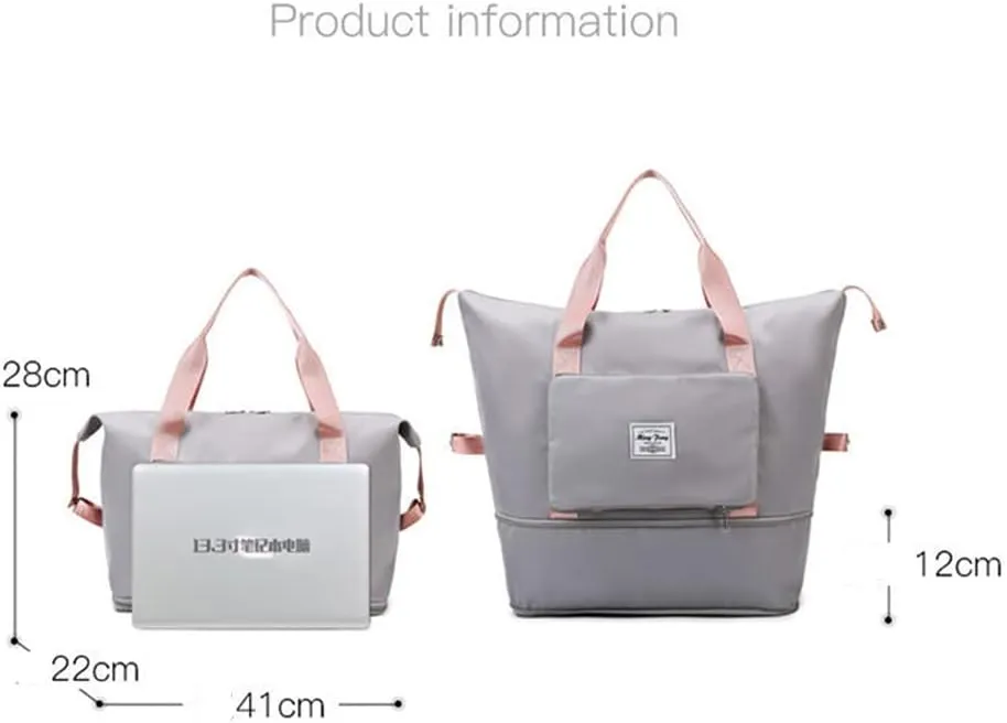 LAPRBY Gym Bag for Women Men Travel Duffel Bags Weekender Bags for Women Drybag Waterproof Bag High-capacity and Shoe Bag (Grey)