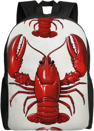 Laptop Backpack 15 Inch Red Lobster Print Work Travel School Bag for Men Women Black One Size