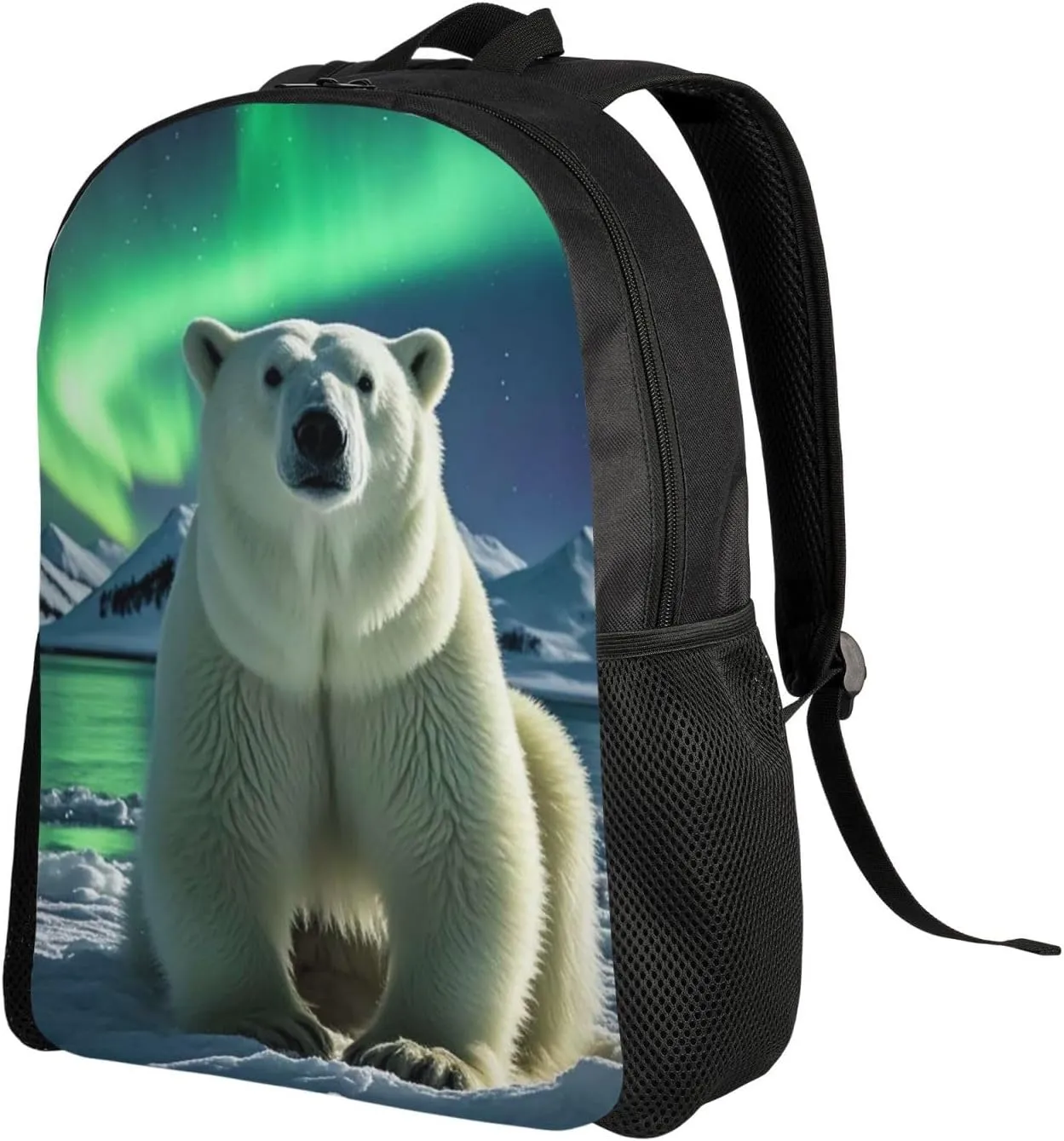 Laptop Backpack for Women Men Carry-on Backpack Northern Lights Polar Bear Daypack Lightweight Travel Shoulder Bags