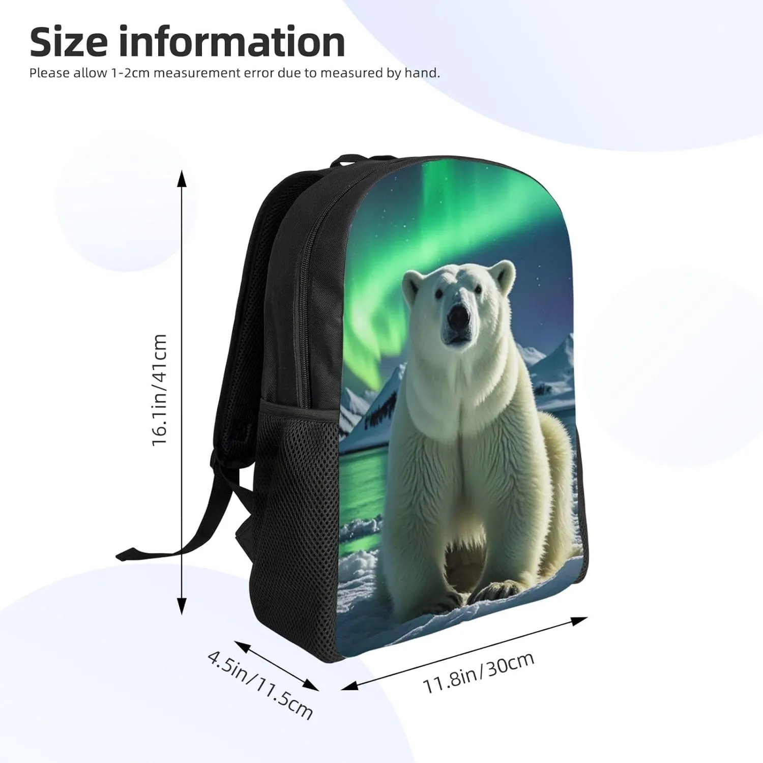 Laptop Backpack for Women Men Carry-on Backpack Northern Lights Polar Bear Daypack Lightweight Travel Shoulder Bags