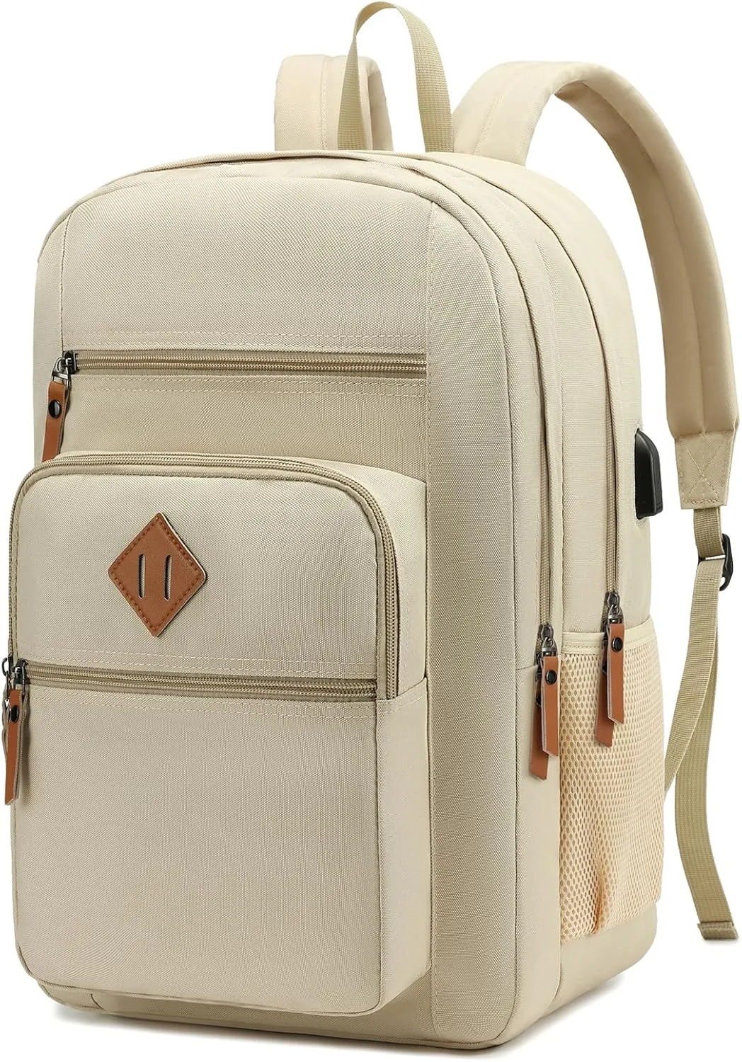 Laptop Backpack for Work, College, Travel, Daily Backpacks for Men Women, Computer Bag Fits 15.6 Inch Notebook, Beige