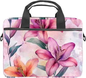 Laptop Shoulder Bag Watercolor Leaves Twigs Pattern Padded Computer Briefcase for Adults, 13.4-14.5 Inch