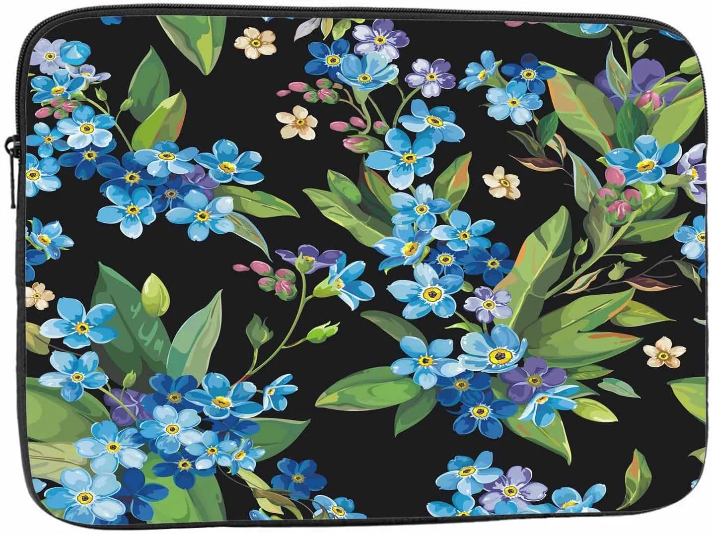 Laptop Sleeve Bag 15.4 15.6 Inch,Forget-Me-Not Flowers Blue Flower Floral Protective Polyester Computer Cases Laptop Cover Briefcase Bag Tablet Travel Cover