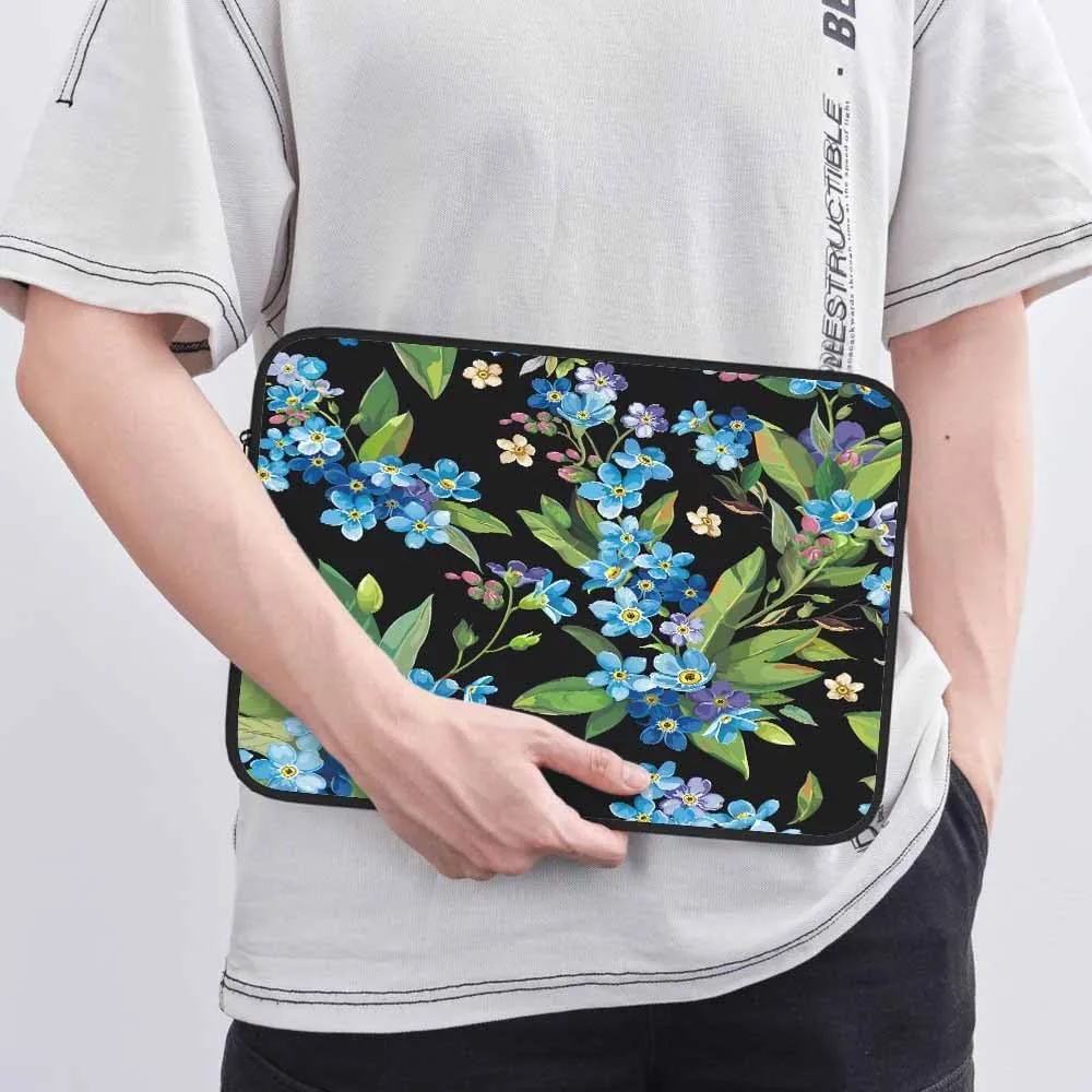 Laptop Sleeve Bag 15.4 15.6 Inch,Forget-Me-Not Flowers Blue Flower Floral Protective Polyester Computer Cases Laptop Cover Briefcase Bag Tablet Travel Cover