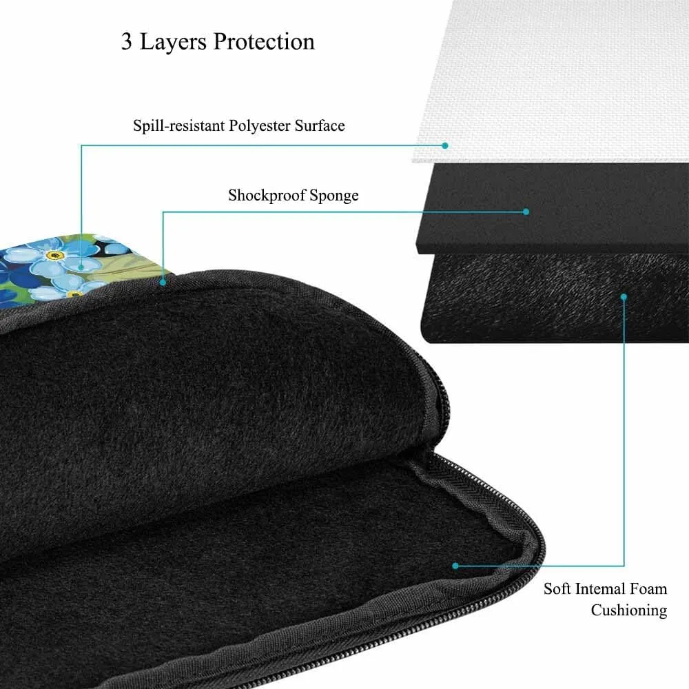 Laptop Sleeve Bag 15.4 15.6 Inch,Forget-Me-Not Flowers Blue Flower Floral Protective Polyester Computer Cases Laptop Cover Briefcase Bag Tablet Travel Cover