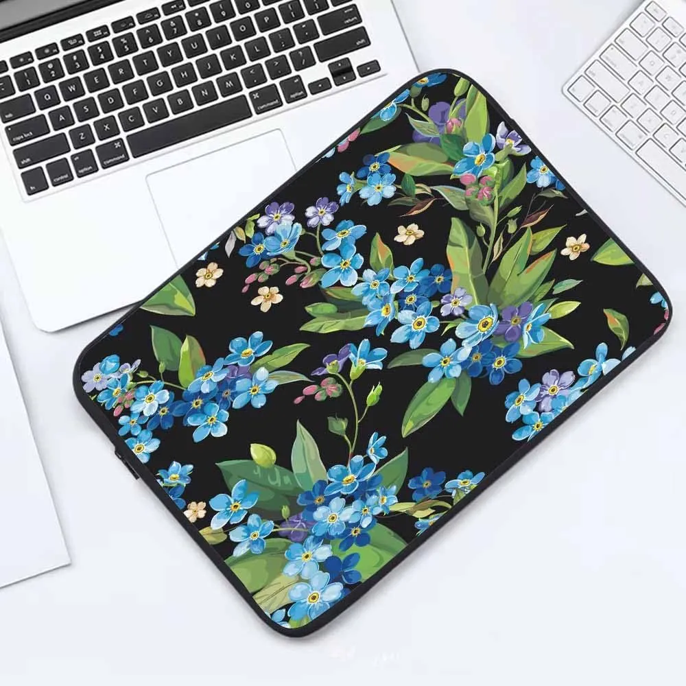 Laptop Sleeve Bag 15.4 15.6 Inch,Forget-Me-Not Flowers Blue Flower Floral Protective Polyester Computer Cases Laptop Cover Briefcase Bag Tablet Travel Cover