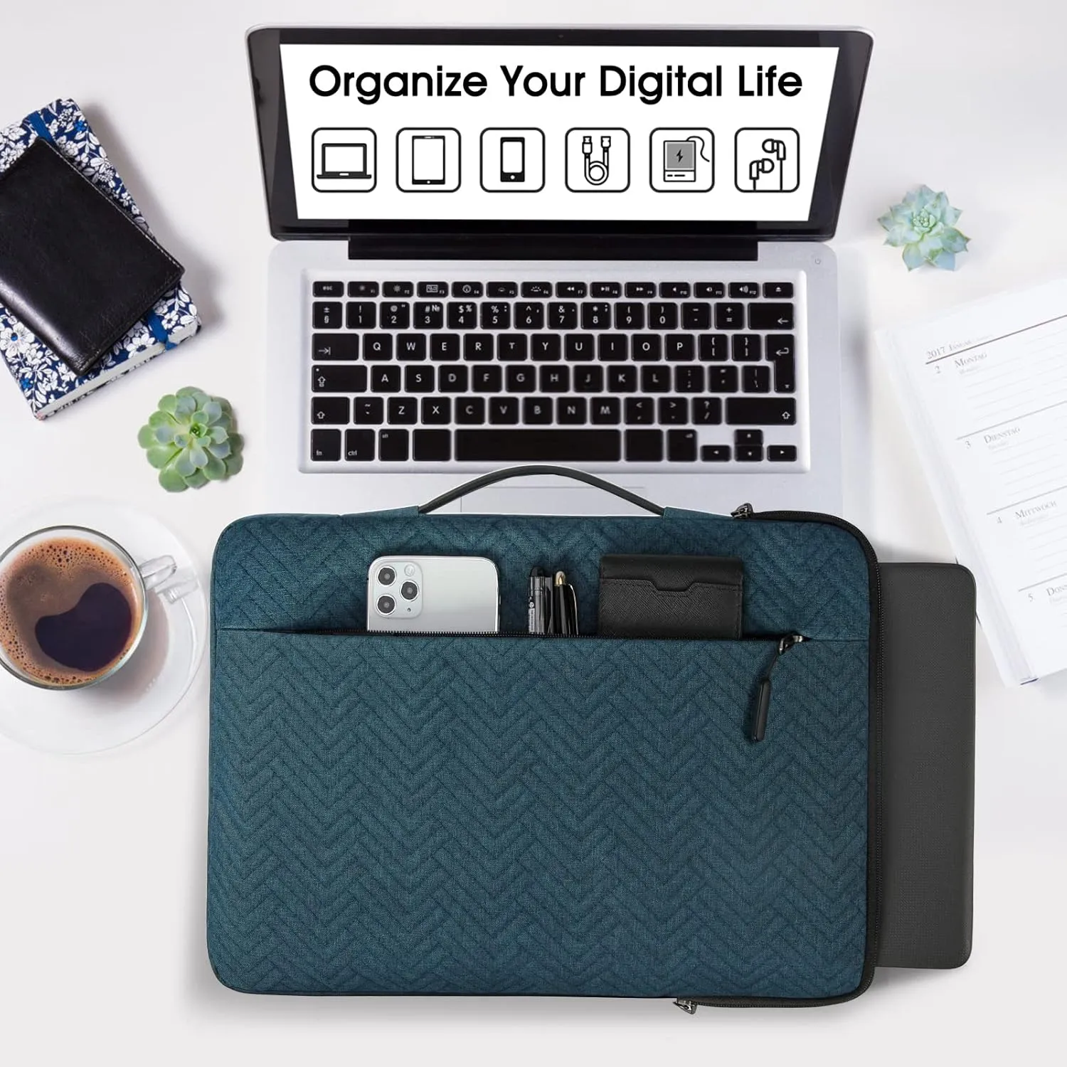 Laptop Sleeve Case 15-15.6 Inch Waterproof Handle Laptop Bag Protective Business Computer Carrying Bag Compatible with Chromebook/MacBook Air/Notebook, Navy