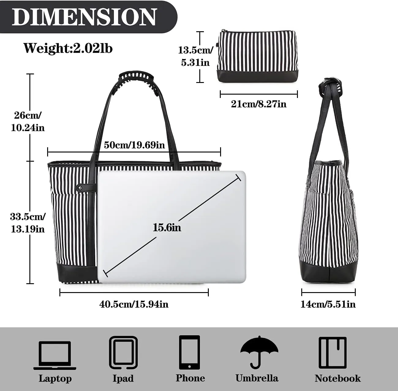 Laptop Tote Bag for Women,RAVUO Water Resistant 15.6 Inch Computer Handbag Purse Teacher Bag With Portable Small Pouch