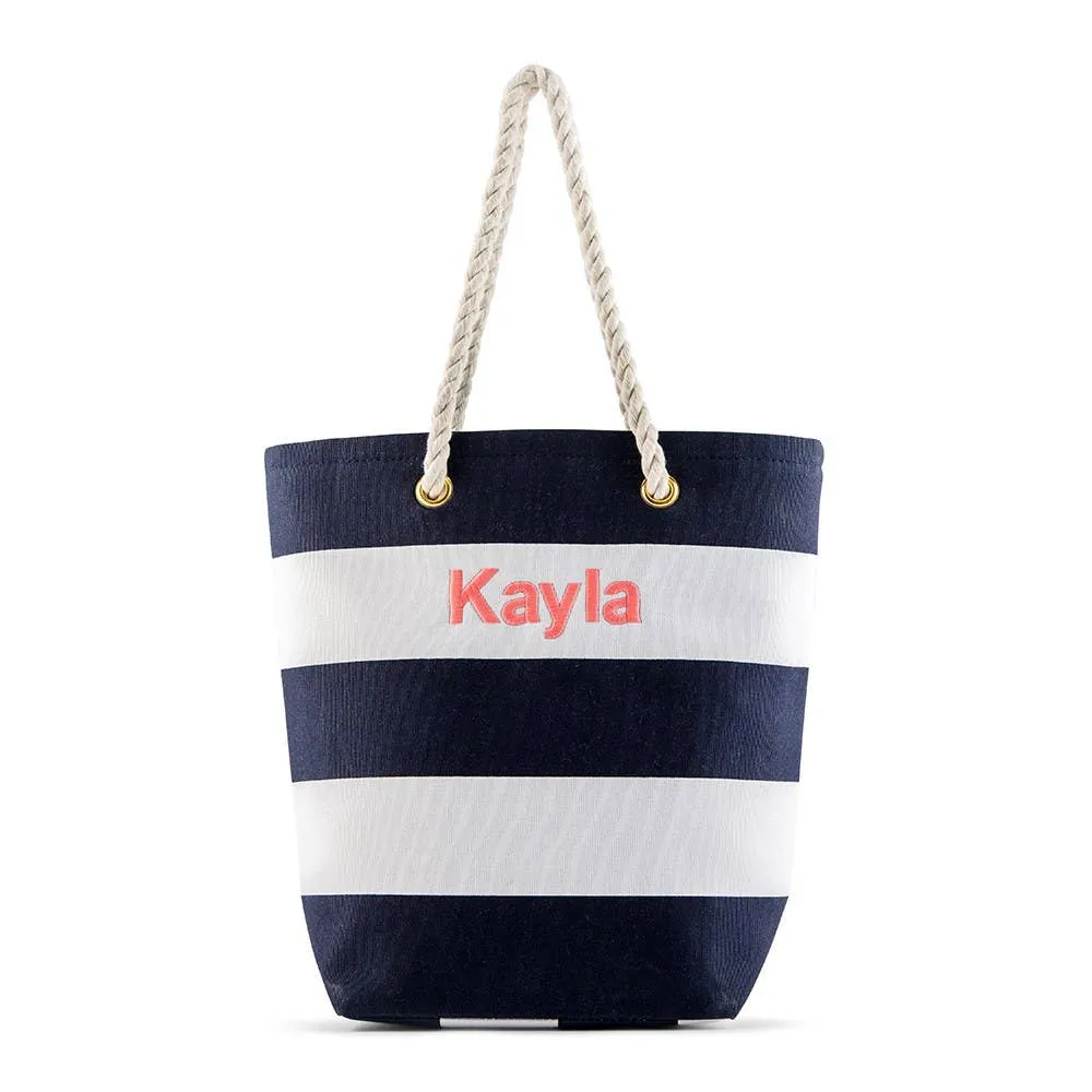 Large Bliss Striped Tote Bag- Navy & White