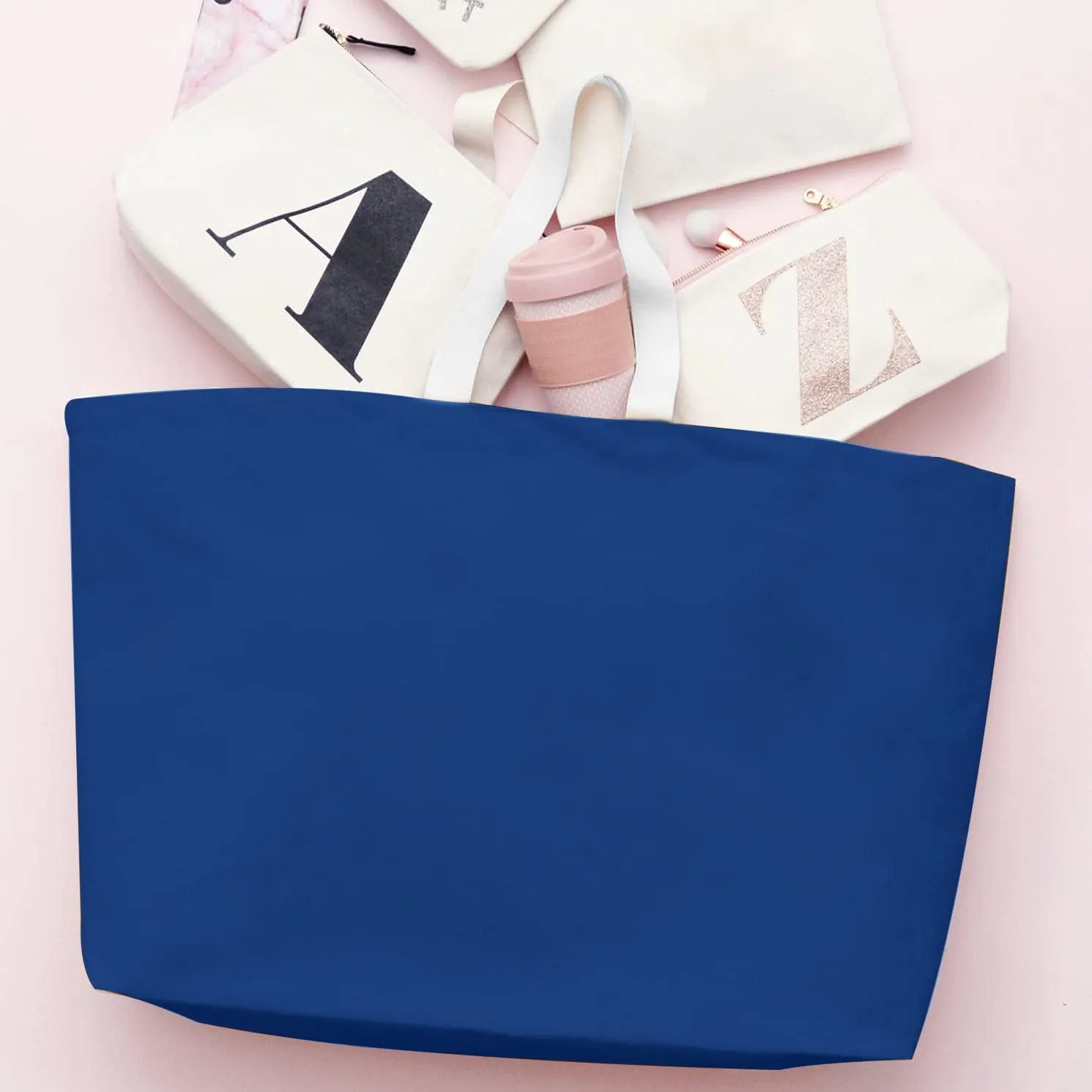 Large Canvas Tote Bag-Extra Big Shopping Beach Totes Bags Reusable Largest Grocery Plain Solid Bag 28"x8"x16"