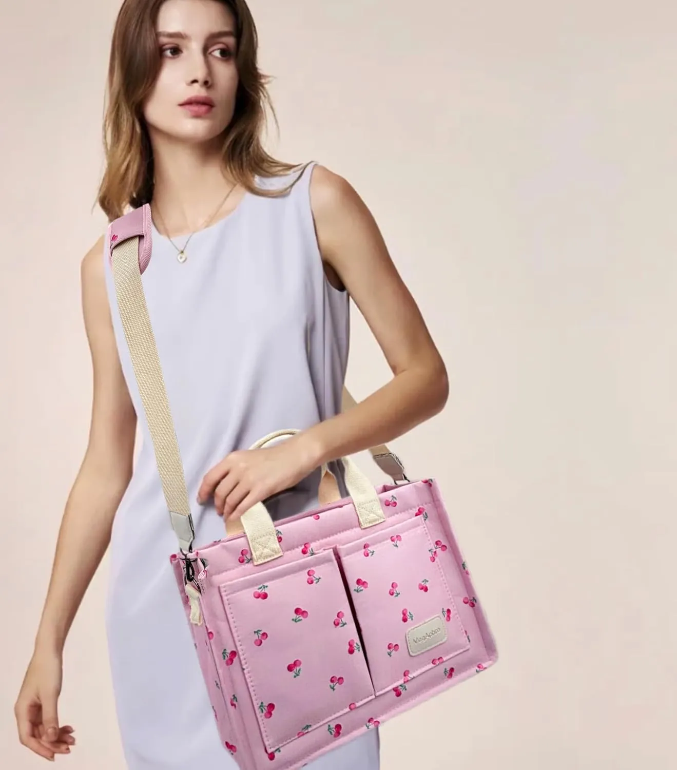 Large Canvas Tote Bag for Women Work Tote Bags with Pockets Laptop Crossbody Purses Everyday Bag Handbags for Travel