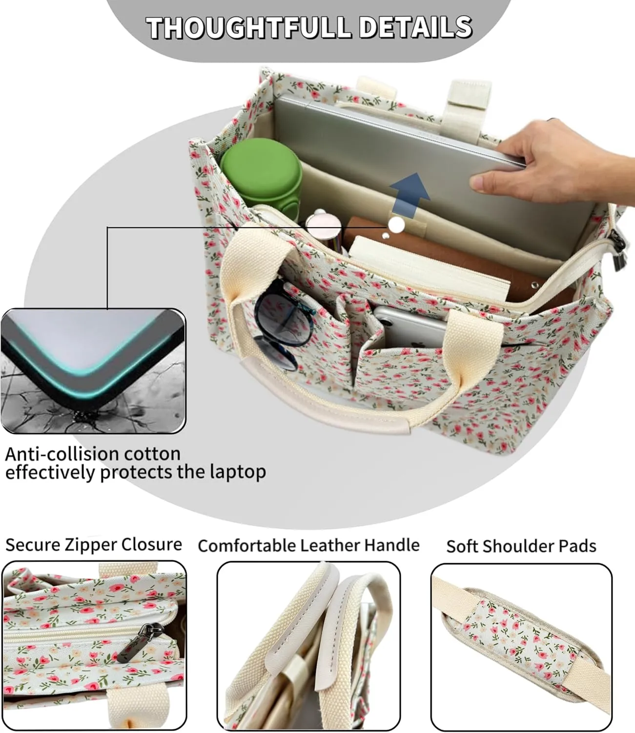 Large Canvas Tote Bag for Women Work Tote Bags with Pockets Laptop Crossbody Purses Everyday Bag Handbags for Travel
