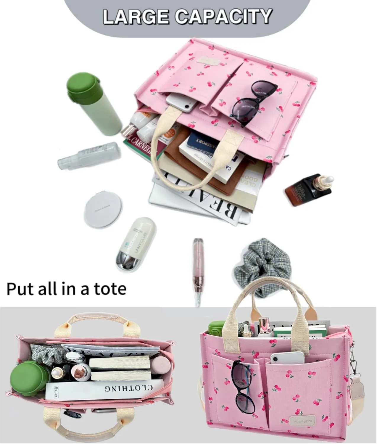 Large Canvas Tote Bag for Women Work Tote Bags with Pockets Laptop Crossbody Purses Everyday Bag Handbags for Travel