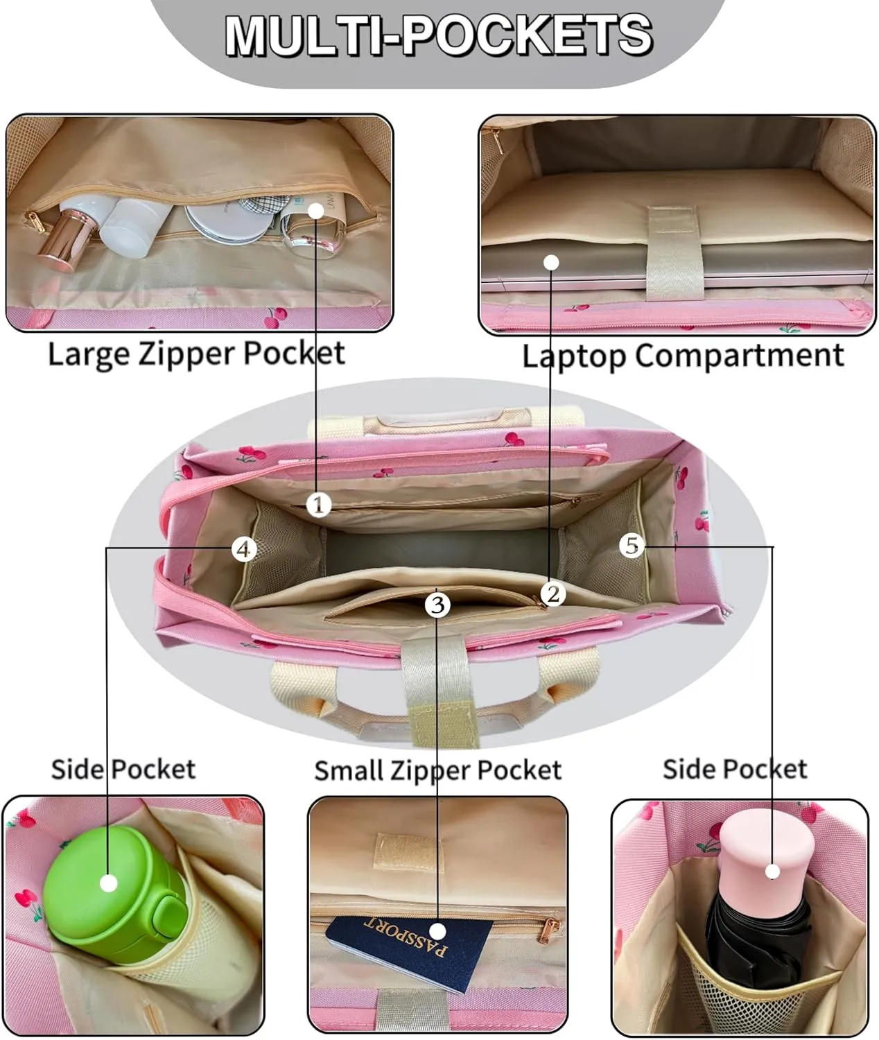 Large Canvas Tote Bag for Women Work Tote Bags with Pockets Laptop Crossbody Purses Everyday Bag Handbags for Travel