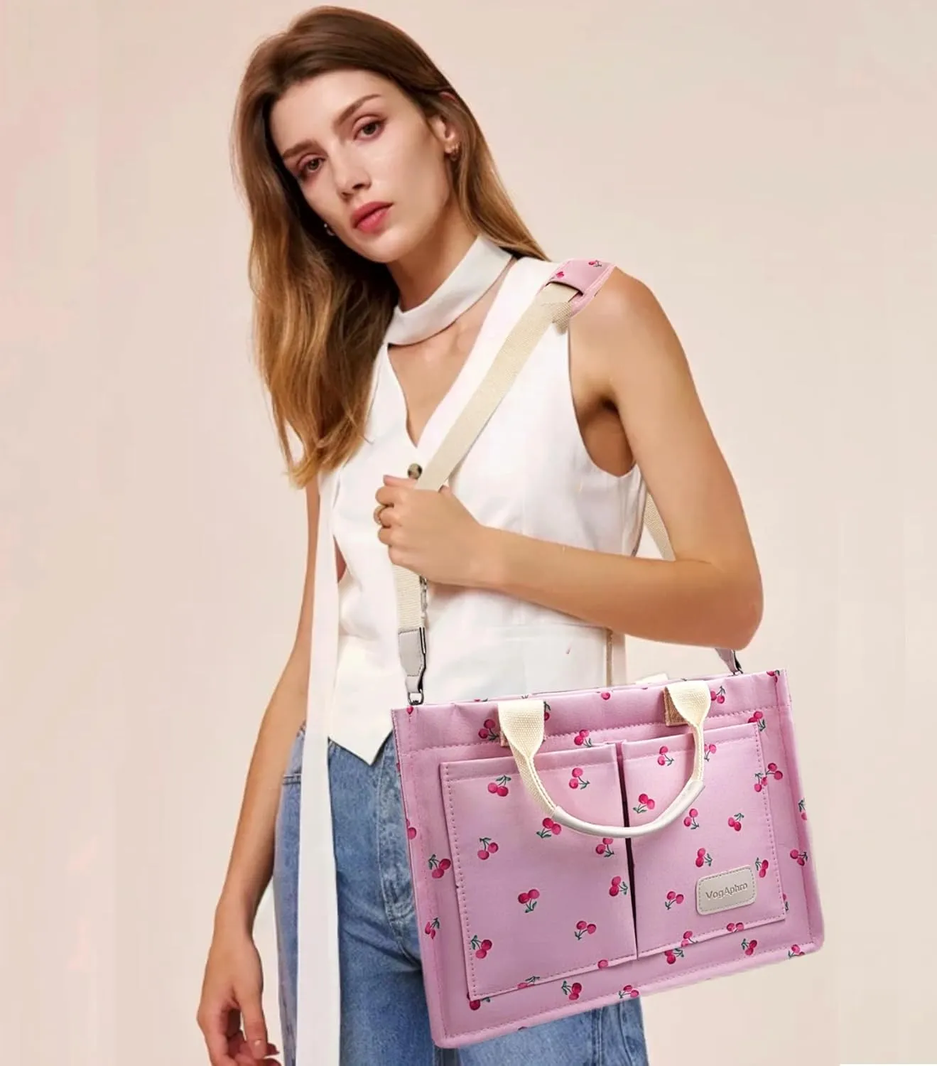 Large Canvas Tote Bag for Women Work Tote Bags with Pockets Laptop Crossbody Purses Everyday Bag Handbags for Travel