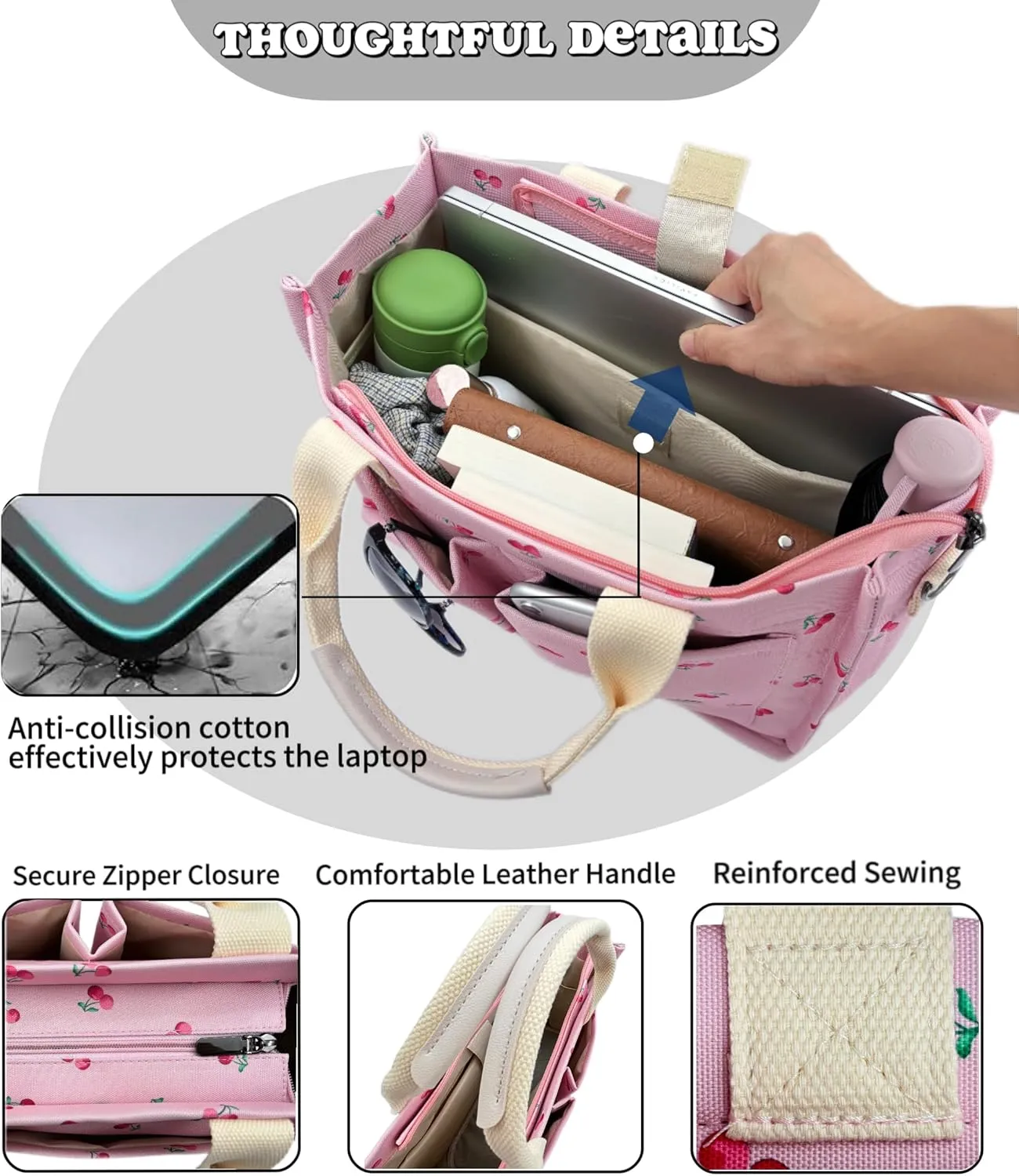 Large Canvas Tote Bag for Women Work Tote Bags with Pockets Laptop Crossbody Purses Everyday Bag Handbags for Travel