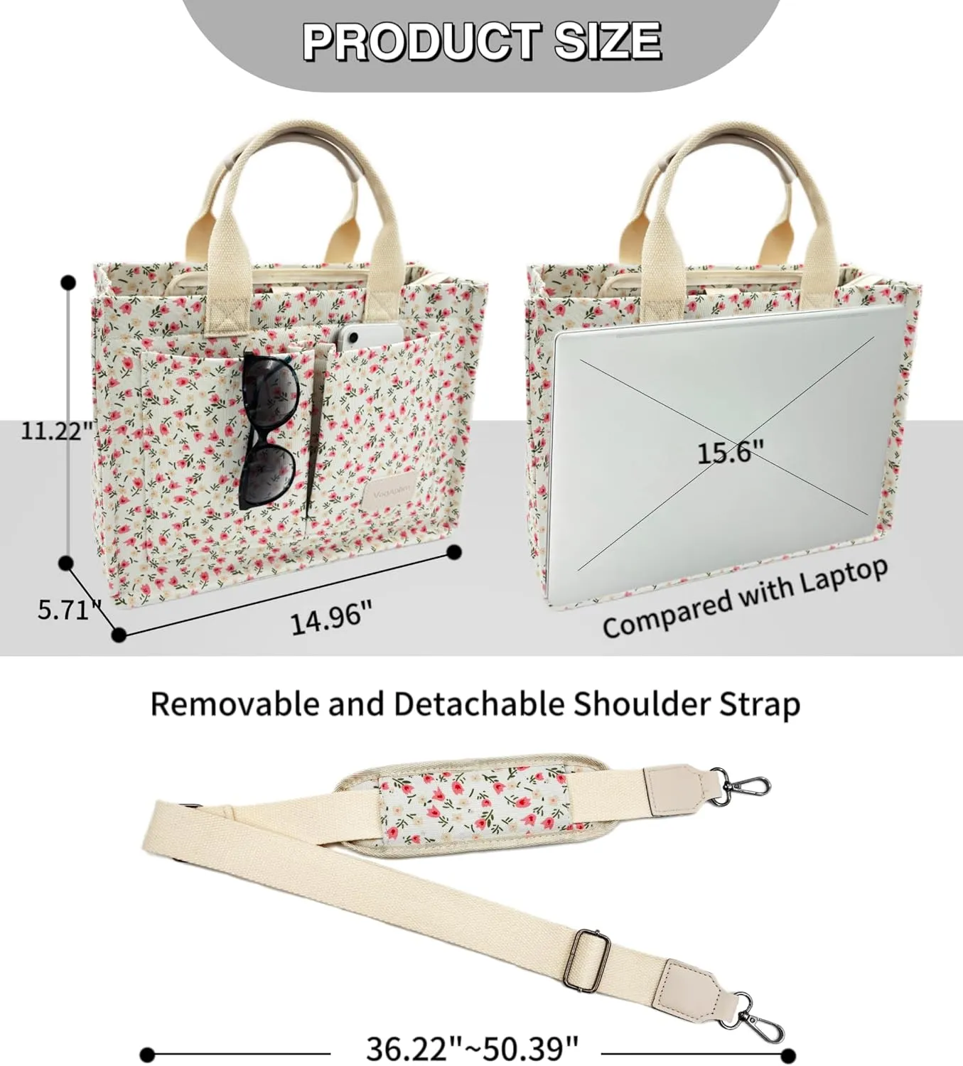 Large Canvas Tote Bag for Women Work Tote Bags with Pockets Laptop Crossbody Purses Everyday Bag Handbags for Travel