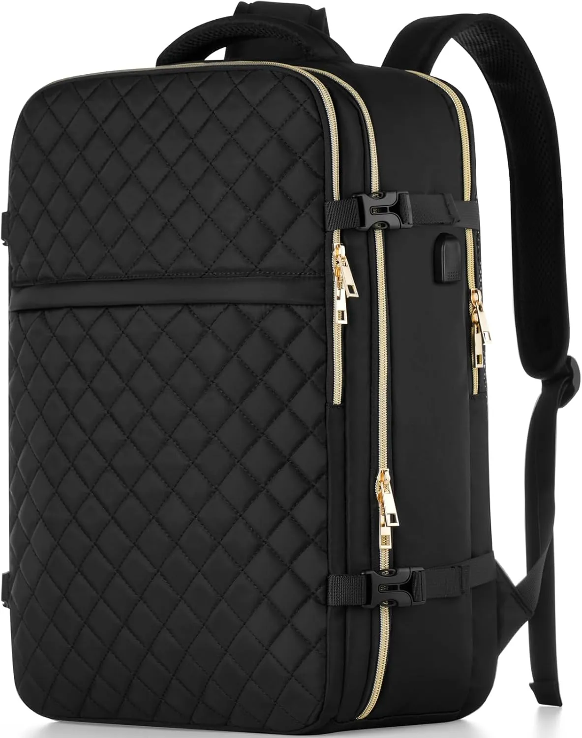 Large Carry On Travel Backpack - Flight Approved Waterproof Luggage Suitcase Backpacks Personal Item Size for Women Men Fit 17 Inch Laptop College Overnight Bag Anti-Theft Weekender Daypack Black