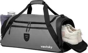 Large Gym Duffle Bags for men and women, large duffle bag for Travel, Weekend Overnight bag with shoe compartment & wet pocket, water resistant sports duffle bag gymbag (grey)