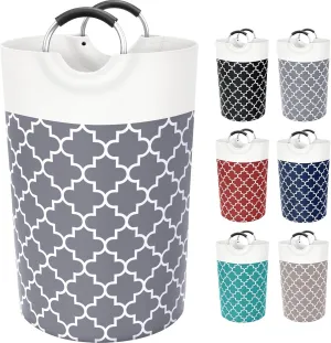 Large Laundry Basket Laundry Hamper Bag Washing Bin Clothes Bag Collapsible Tall with Handles Waterproof Travel Bathroom College Essentials Storage for College Dorm, Family (Grey) 115L