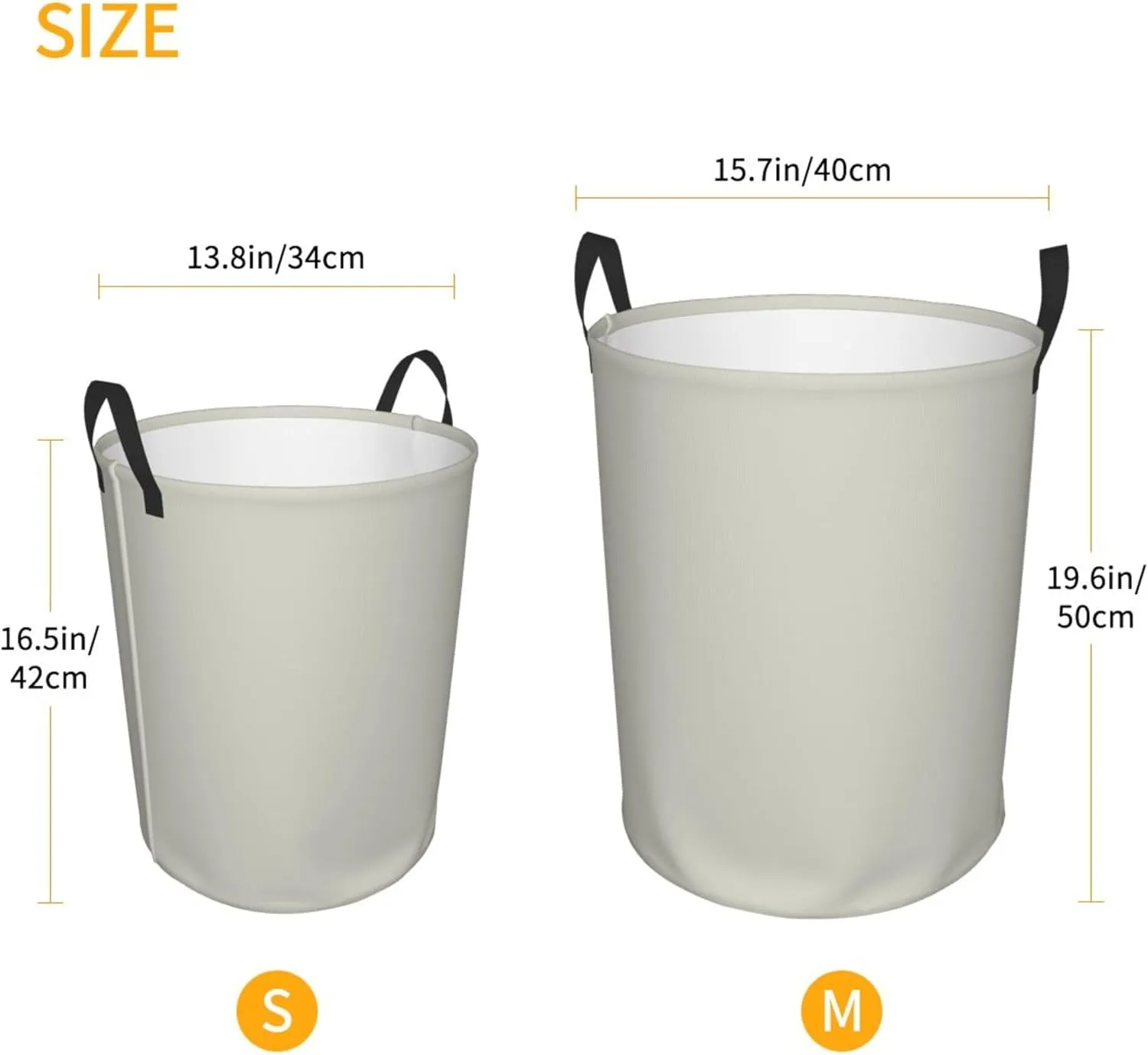 Large Laundry Hamper Bag, Solid Plain Beige Elegant Simple Laundry Basket Collapsible Waterproof Storage Basket for College Dorm, Family Essentials