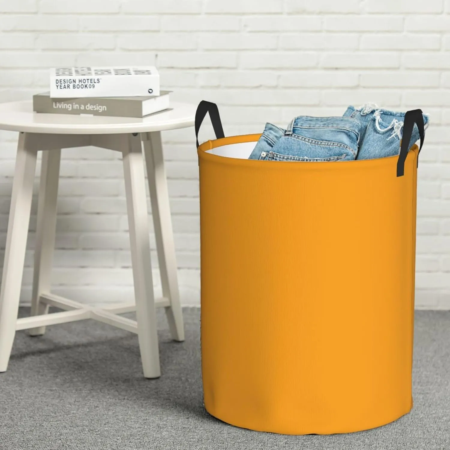 Large Laundry Hamper Bag, Solid Plain Bright Orange Laundry Basket Collapsible Waterproof Storage Basket for College Dorm, Family Essentials