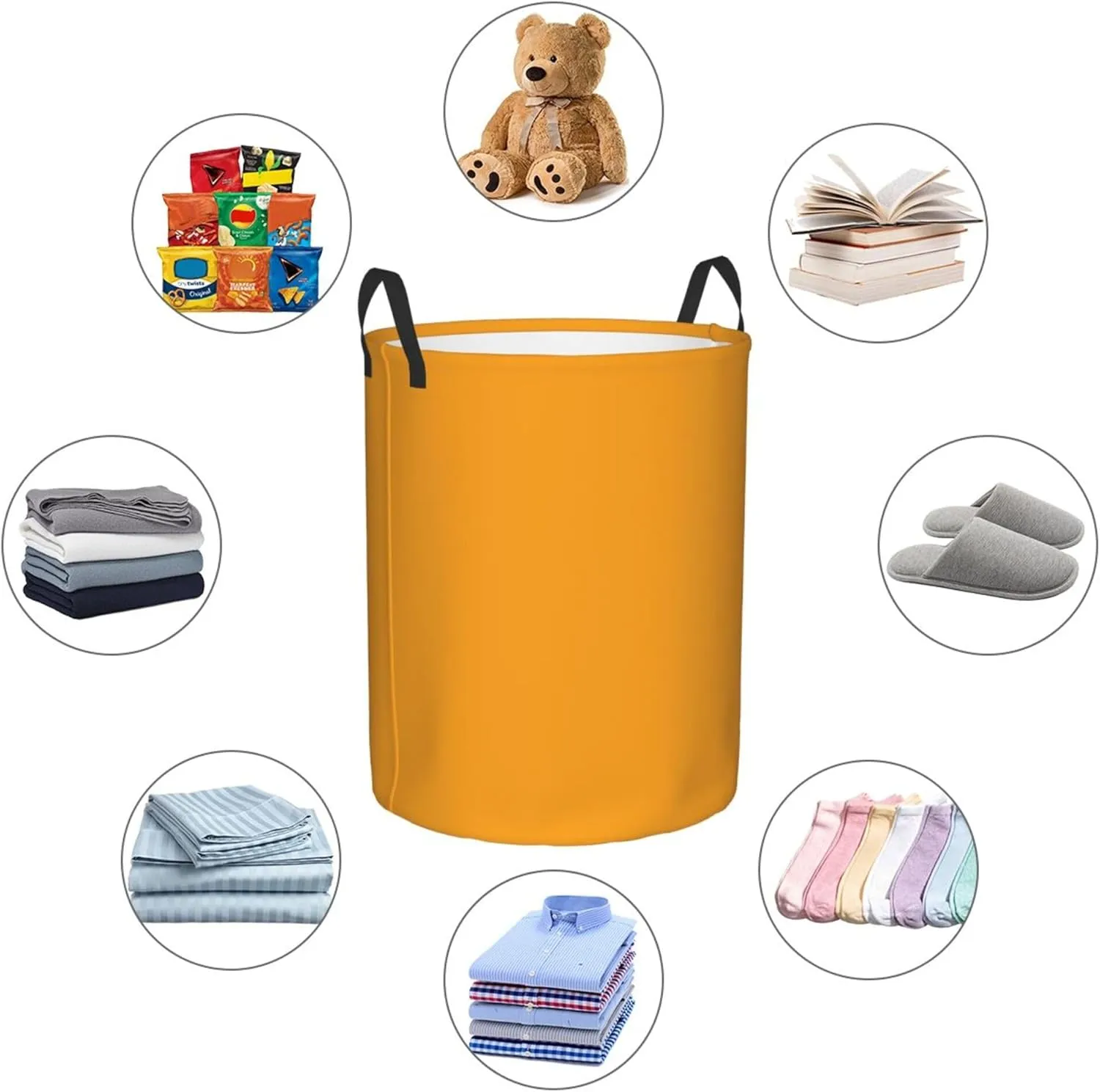 Large Laundry Hamper Bag, Solid Plain Bright Orange Laundry Basket Collapsible Waterproof Storage Basket for College Dorm, Family Essentials