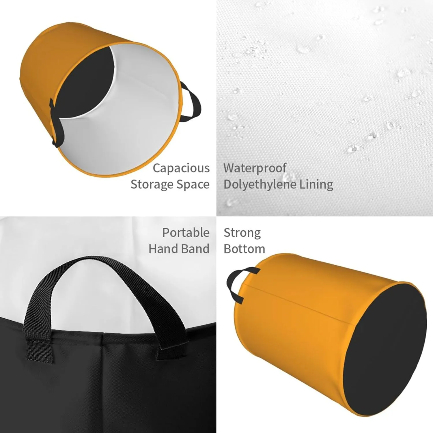 Large Laundry Hamper Bag, Solid Plain Bright Orange Laundry Basket Collapsible Waterproof Storage Basket for College Dorm, Family Essentials
