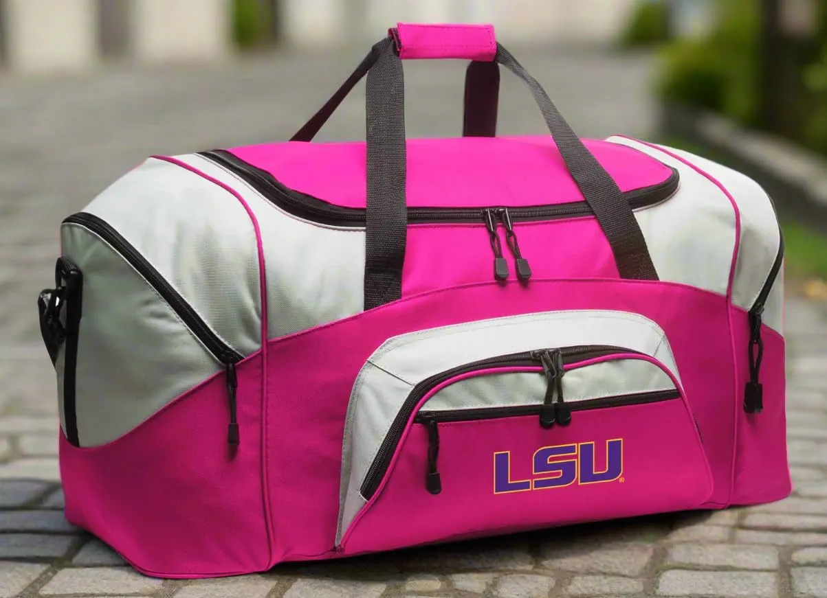 Large LSU Duffle Bag LSU Tigers Gym Bags (Pink)
