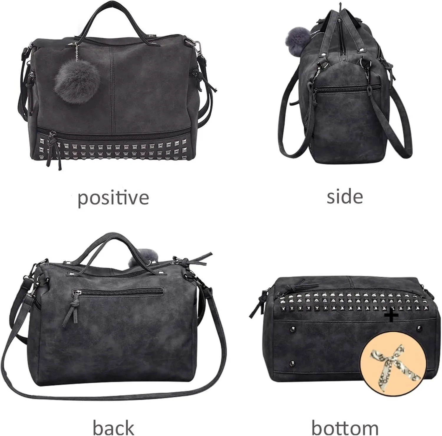 Large Shoulder Bags For Womens Studded Handbags Casual Shoulder Bags(G)