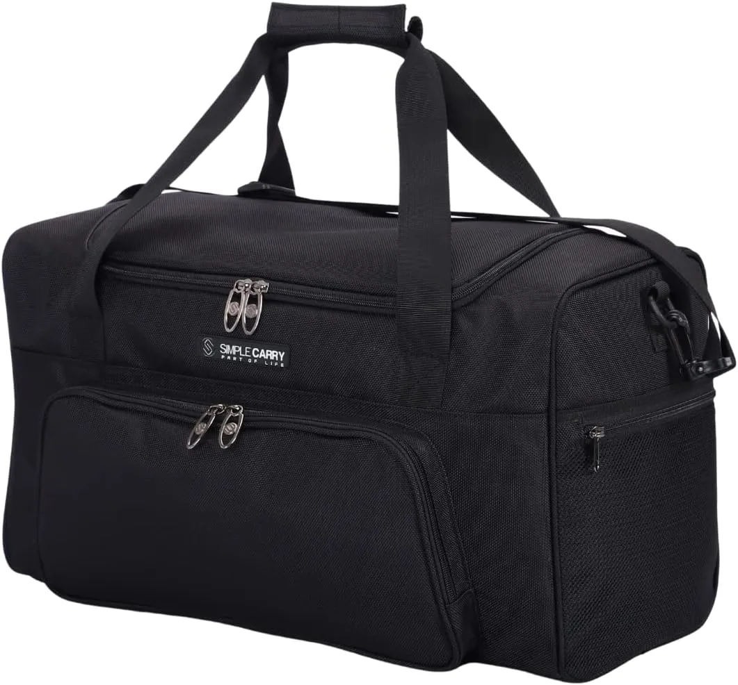 Large Sports Duffel Bag 20 inch for Travel Gym as Shoulder Bag and Hand Carry – Black