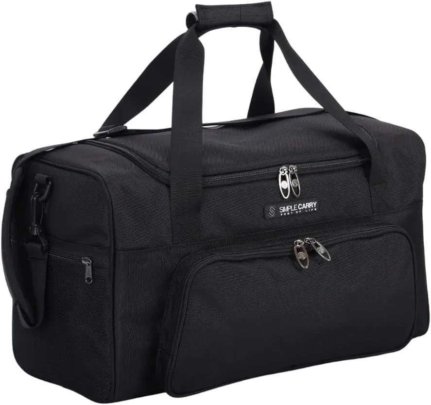 Large Sports Duffel Bag 20 inch for Travel Gym as Shoulder Bag and Hand Carry – Black