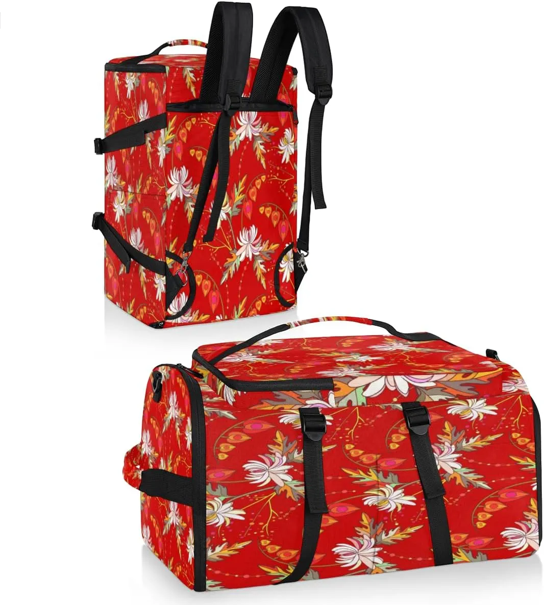 Large Sports Gym Bag With Shoe & Laptop Compartment 47L Waterproof Travel Duffel Bags for Men Women Abstract Petals Luggage Backpack Duffle Bag