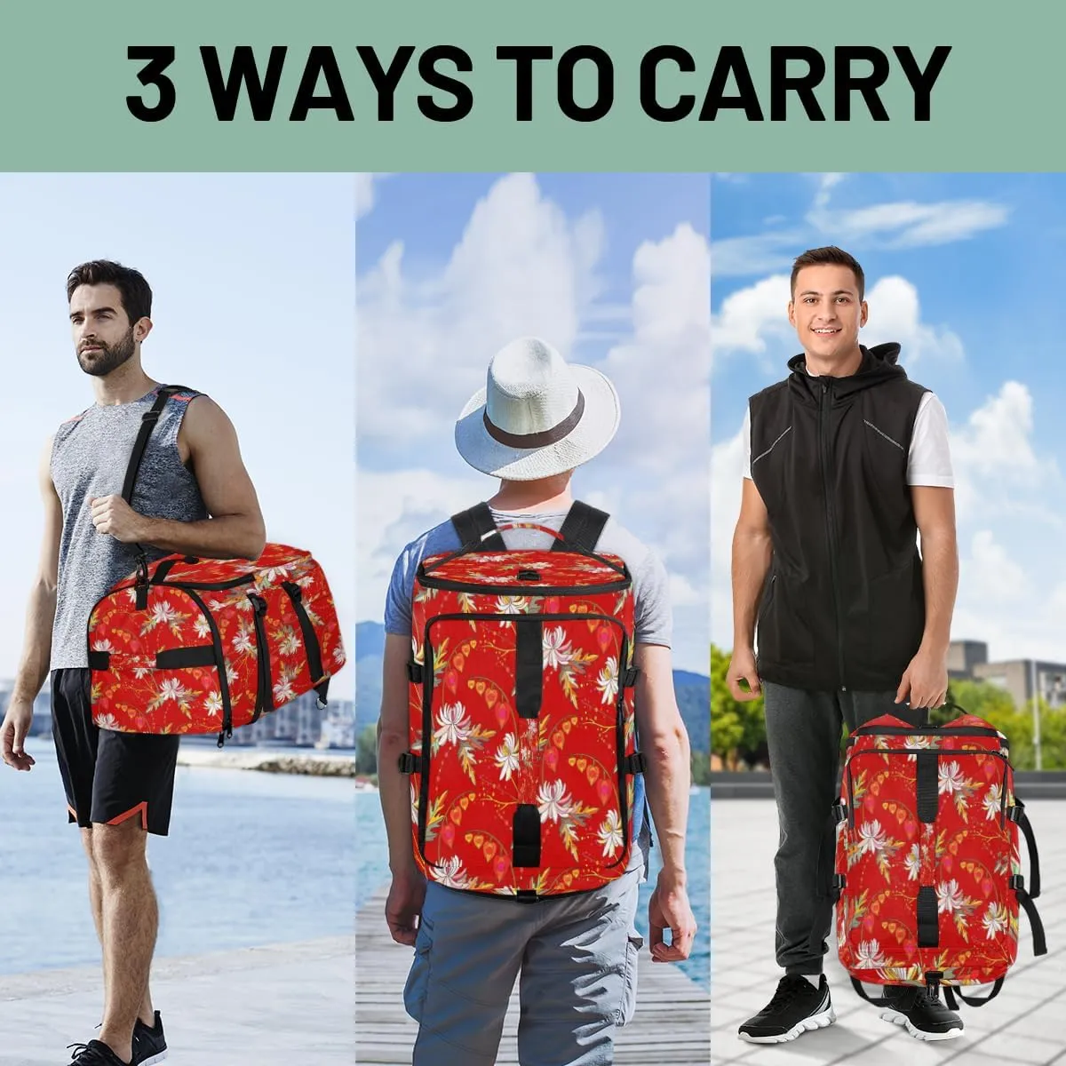 Large Sports Gym Bag With Shoe & Laptop Compartment 47L Waterproof Travel Duffel Bags for Men Women Abstract Petals Luggage Backpack Duffle Bag