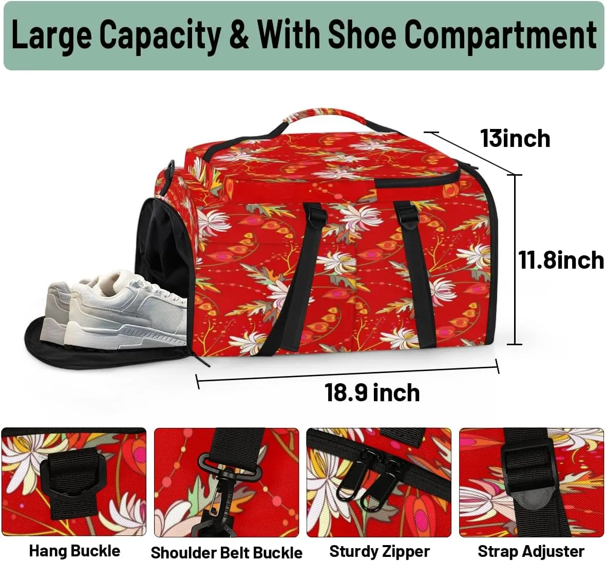 Large Sports Gym Bag With Shoe & Laptop Compartment 47L Waterproof Travel Duffel Bags for Men Women Abstract Petals Luggage Backpack Duffle Bag