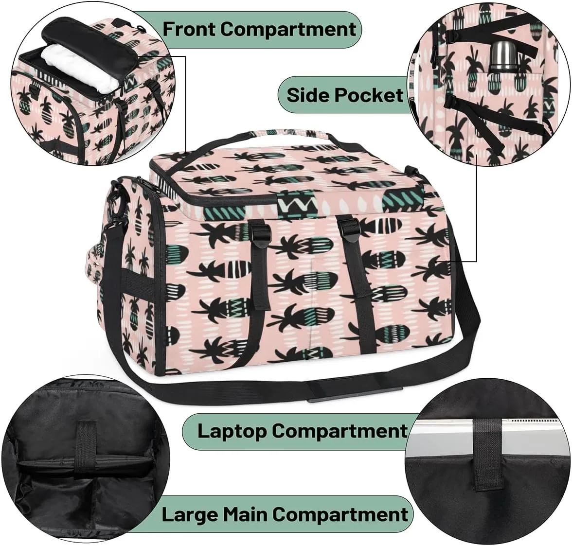 Large Sports Gym Bag With Shoe & Laptop Compartment 47L Waterproof Travel Duffel Bags for Men Women Abstract Pineapple Luggage Backpack Duffle Bag