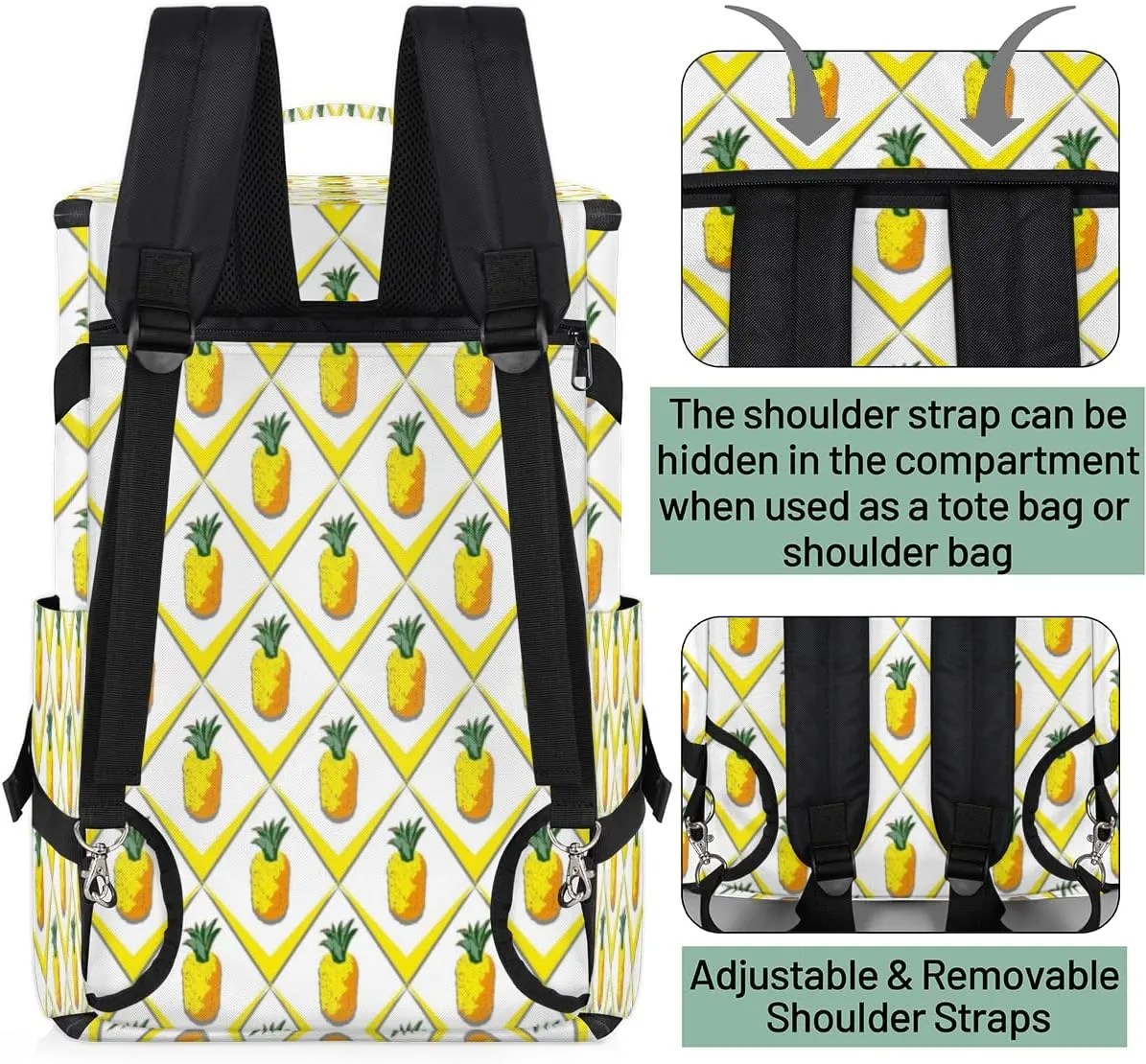 Large Sports Gym Bag With Shoe & Laptop Compartment 47L Waterproof Travel Duffel Bags for Men Women Abstract Pineapple Print Luggage Backpack Duffle Bag