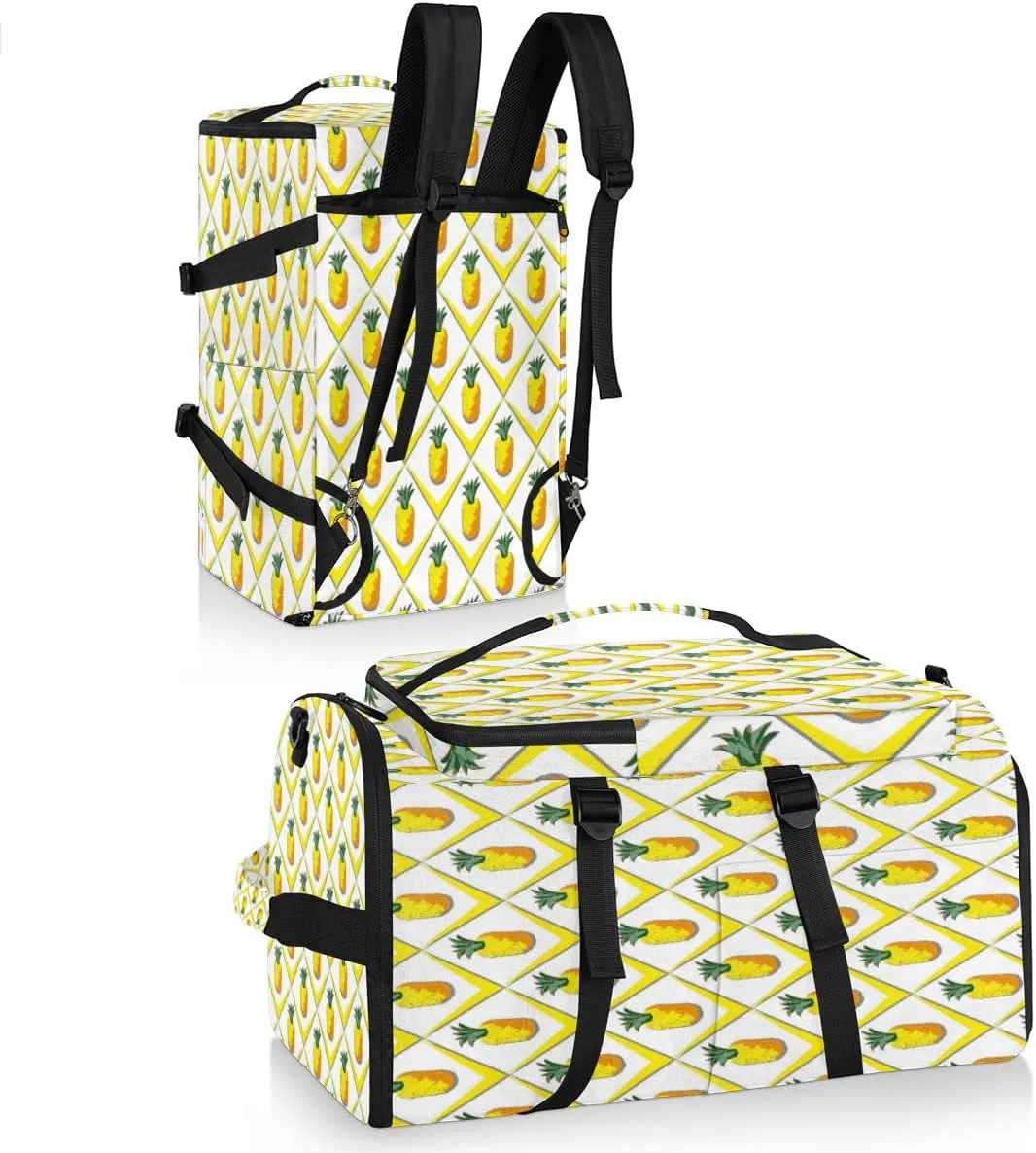 Large Sports Gym Bag With Shoe & Laptop Compartment 47L Waterproof Travel Duffel Bags for Men Women Abstract Pineapple Print Luggage Backpack Duffle Bag