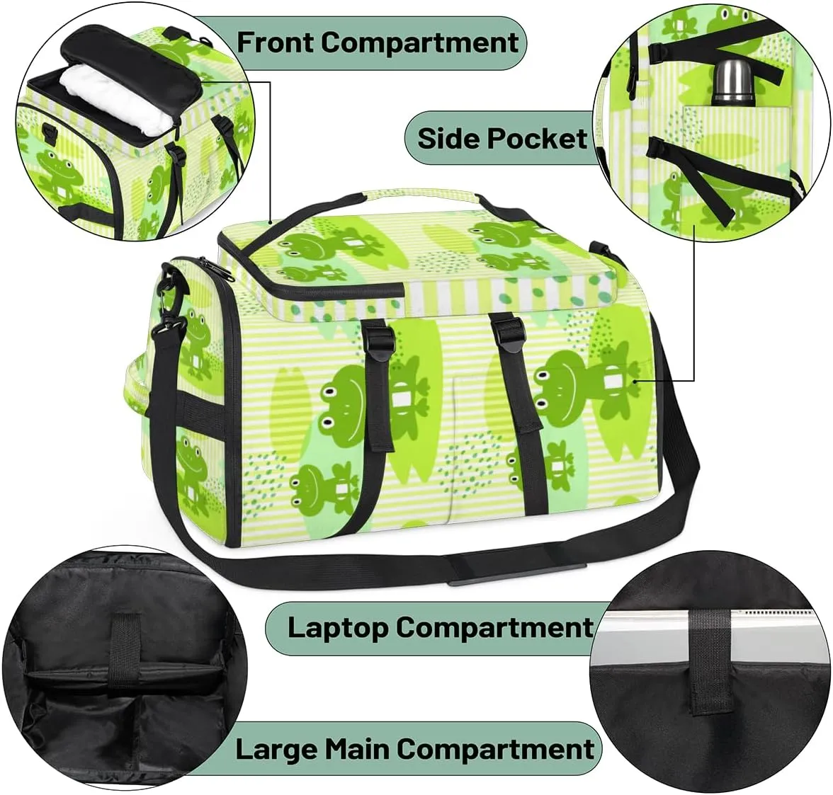 Large Sports Gym Bag With Shoe & Laptop Compartment 47L Waterproof Travel Duffel Bags for Men Women Animal Frogs Luggage Backpack Duffle Bag