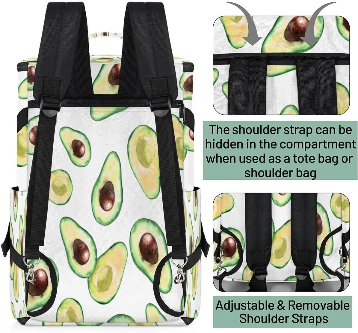 Large Sports Gym Bag With Shoe & Laptop Compartment 47L Waterproof Travel Duffel Bags for Men Women Avocados Luggage Backpack Duffle Bag