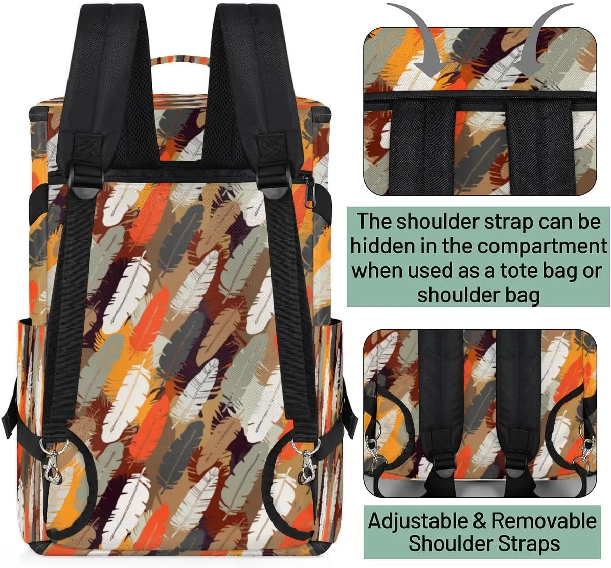 Large Sports Gym Bag With Shoe & Laptop Compartment 47L Waterproof Travel Duffel Bags for Men Women Bohemian Feathers Luggage Backpack Duffle Bag