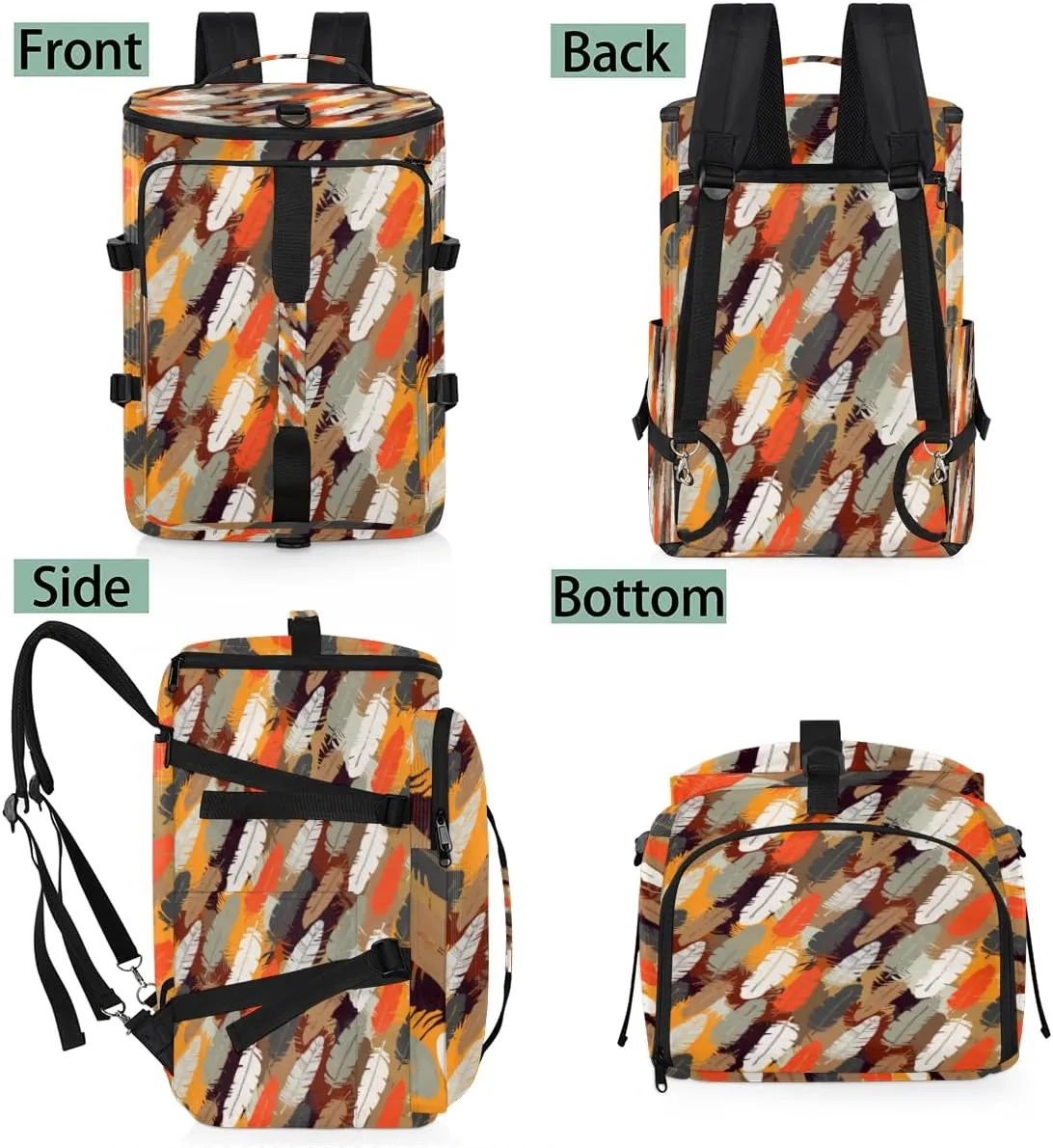 Large Sports Gym Bag With Shoe & Laptop Compartment 47L Waterproof Travel Duffel Bags for Men Women Bohemian Feathers Luggage Backpack Duffle Bag