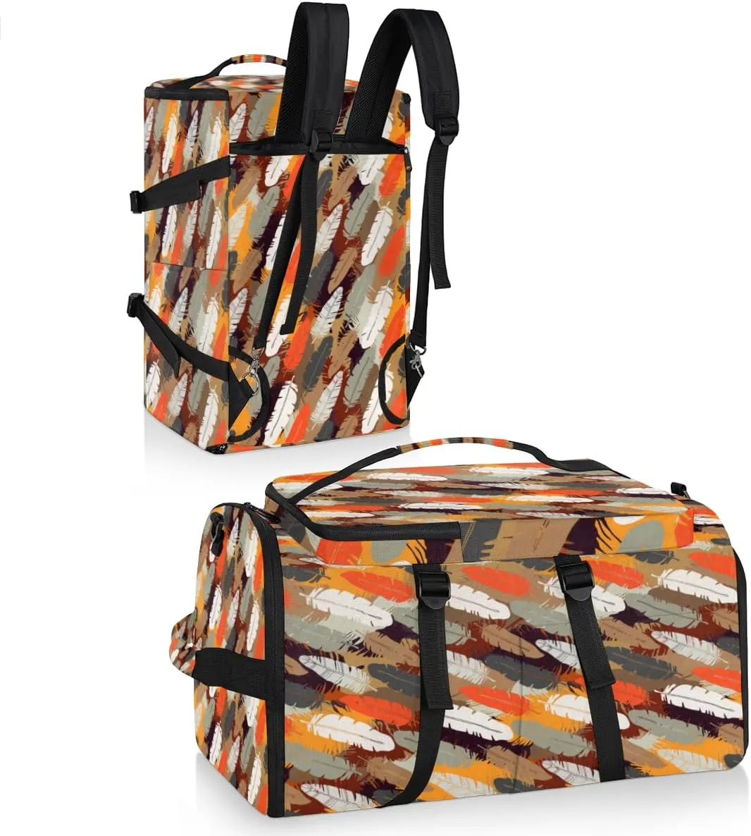 Large Sports Gym Bag With Shoe & Laptop Compartment 47L Waterproof Travel Duffel Bags for Men Women Bohemian Feathers Luggage Backpack Duffle Bag