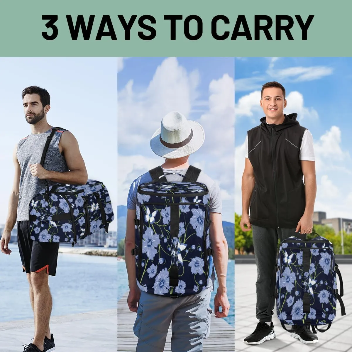 Large Sports Gym Bag With Shoe & Laptop Compartment 47L Waterproof Travel Duffel Bags for Men Women Butterfly Petals Luggage Backpack Duffle Bag