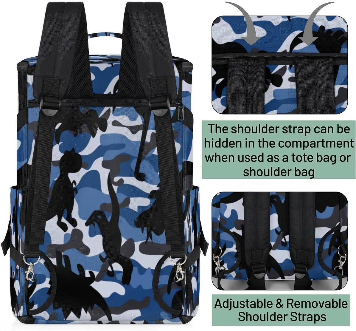 Large Sports Gym Bag With Shoe & Laptop Compartment 47L Waterproof Travel Duffel Bags for Men Women Camo Dinosaur Pattern Luggage Backpack Duffle Bag