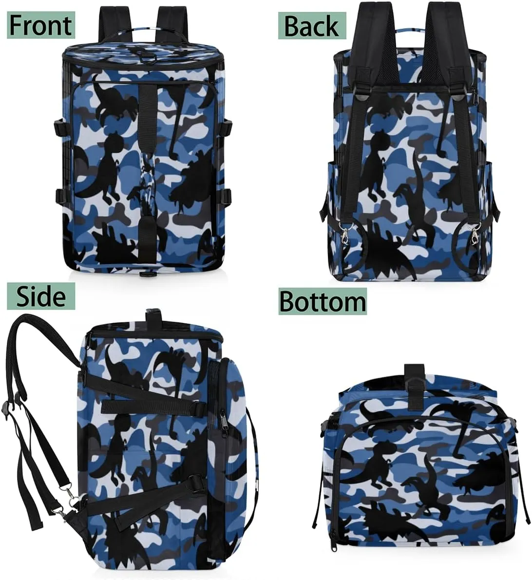 Large Sports Gym Bag With Shoe & Laptop Compartment 47L Waterproof Travel Duffel Bags for Men Women Camo Dinosaur Pattern Luggage Backpack Duffle Bag