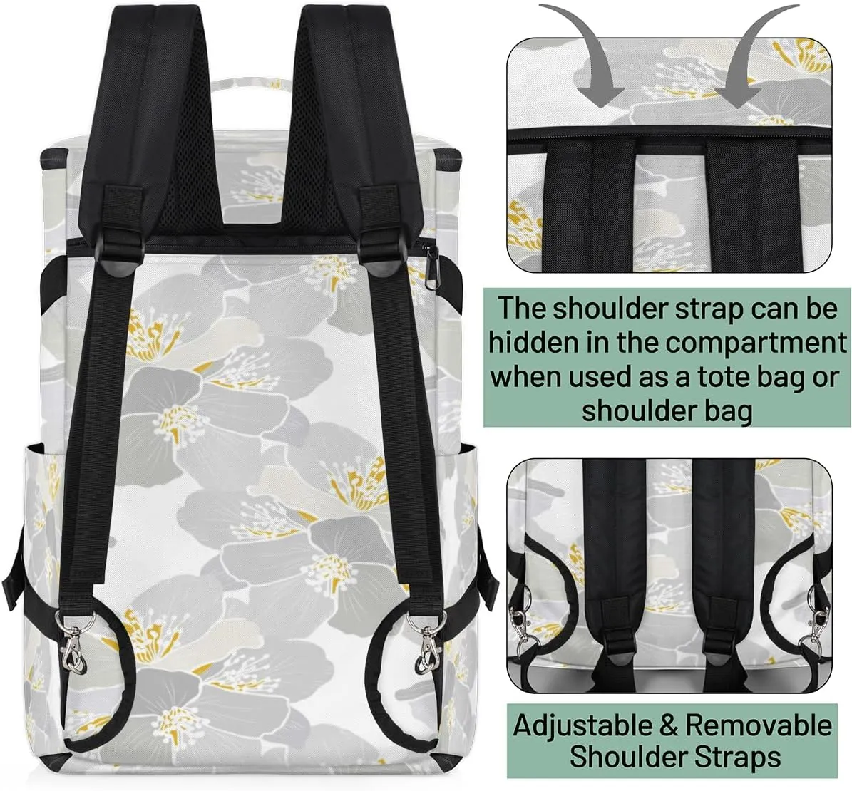 Large Sports Gym Bag With Shoe & Laptop Compartment 47L Waterproof Travel Duffel Bags for Men Women Cartoon Jasmine Gray Luggage Backpack Duffle Bag