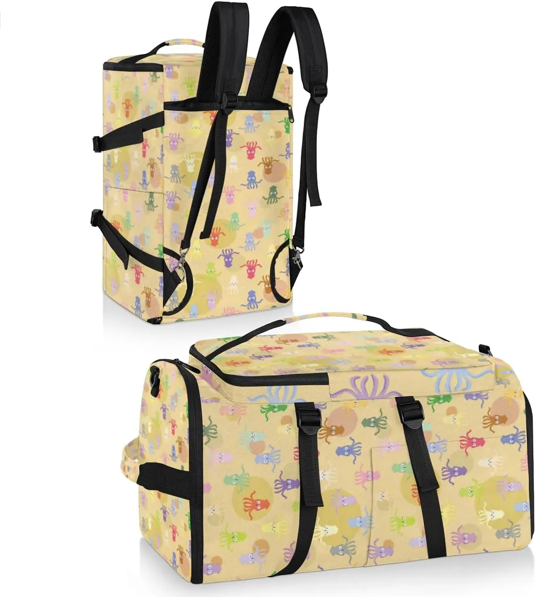 Large Sports Gym Bag With Shoe & Laptop Compartment 47L Waterproof Travel Duffel Bags for Men Women Cartoon Octopus Luggage Backpack Duffle Bag